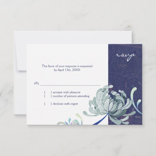 RSVP für Navy Blue und White Wedding Karte (Vorderseite)
