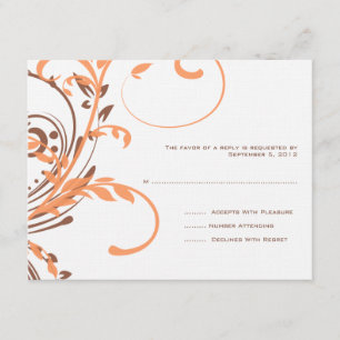 RSVP für Orange und Brown Double Floral Wedding Karte