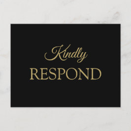 RSVP für romantische Schwarz-Gold-Hochzeiten Postkarte