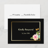 RSVP für Rose und Goldrahmen Karte (Vorne/Hinten)