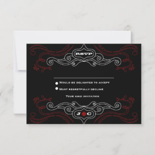 RSVP für rote & schwarze Rock 'n' Roll Hochzeit Einladung