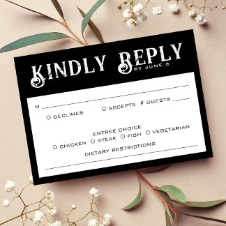 RSVP für Schwarz-Weiß-Hochzeit Karte