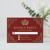 RSVP für Verzierte Crown Wedding Karte (Stehend Vorderseite)