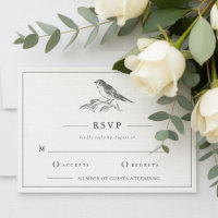 RSVP für Vintage Bird Black and White Wedding