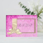 RSVP für Vintage Creme und rosa Hochzeit (Stehend Vorderseite)