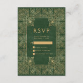 RSVP für Vintage Frame Green Gold Hochzeit Begleitkarte (Vorderseite)