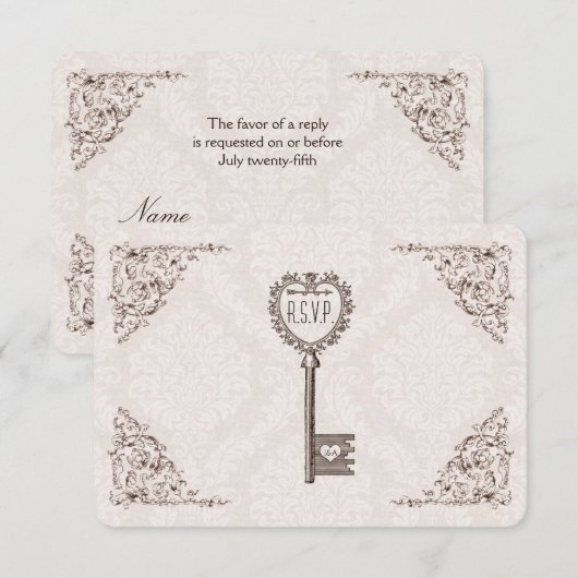 RSVP für Vintage Liebe Karte (Vorne/Hinten)