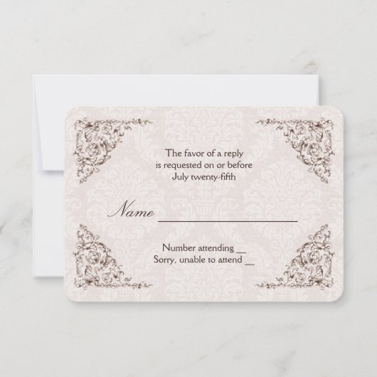 RSVP für Vintage Liebe Karte (Rückseite)