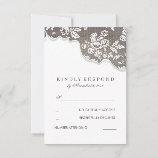 RSVP für Vintage Rustikale Hochzeit Karte (Vorderseite)