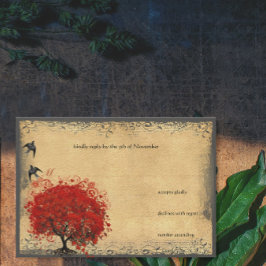 RSVP für Vintage Vögel mit  Rotem Baum