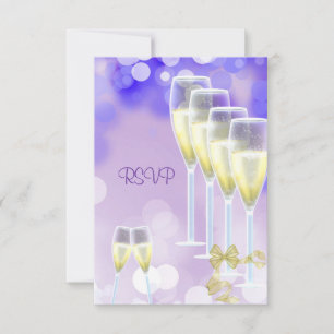 RSVP Geburtstagsparty Lila Sektgläser Karte