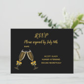 RSVP-Gläser für Schwarz- und Goldgläser Einladung (Stehend Vorderseite)
