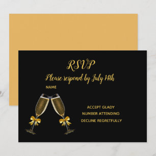 RSVP-Gläser für Schwarz- und Goldgläser Einladung