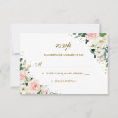 RSVP: Gold Botanical Blush Floral Wedding RSVP Karte (Vorderseite)