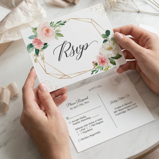 RSVP (Goldener Glitzer) Einladungspostkarte