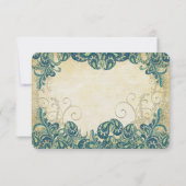 RSVP (Green Navy Blue and Gold Peacock Wedding) (Rückseite)