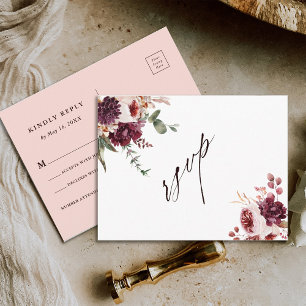 RSVP Herbst Romance Watercolor Floral Wedding Postkarte