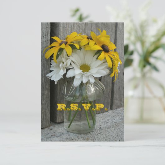 RSVP Hochzeit: Daisies, Mit Augen Schwarze Susans, (Stehend Vorderseite)