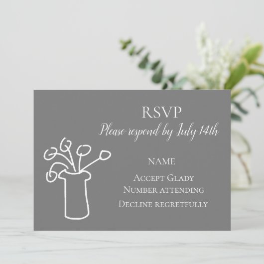 RSVP Hochzeit einfache Blume moderne Aquarell Einladung (Stehend Vorderseite)