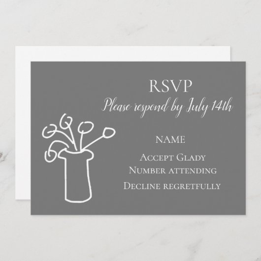 RSVP Hochzeit einfache Blume moderne Aquarell Einladung (Vorne/Hinten)