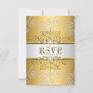 RSVP Hochzeit Elegant Gold Silber Spitze Diamant Karte