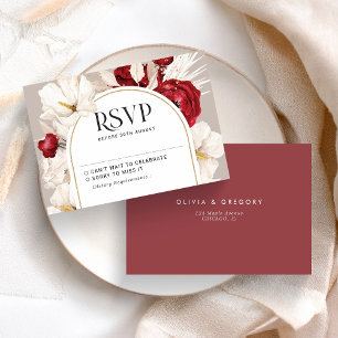RSVP-Hochzeit in Rot und Weiß RSVP Karte