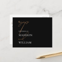 RSVP Hochzeit Minimalistische Schwarze Mahlzeit Au