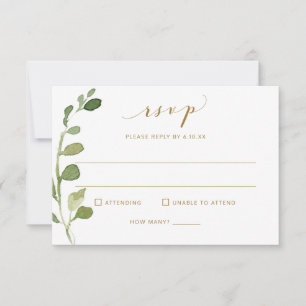 RSVP Hochzeit mit Essensauswahl & Song Eukalyptus Karte