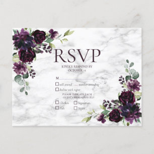 RSVP-Hochzeit mit Lila Marmor Einladungspostkarte