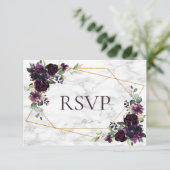 RSVP-Hochzeit mit Lila Marmor RSVP Karte (Stehend Vorderseite)