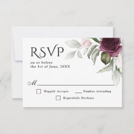 RSVP-Hochzeit mit Pink und Plum Floral Charm RSVP Karte