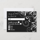 RSVP-Hochzeit mit schwarzem und weißem Swirl RSVP Karte (Vorderseite)