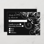 RSVP-Hochzeit mit schwarzem und weißem Swirl RSVP Karte (Vorne/Hinten)