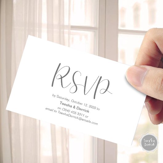 RSVP Hochzeit, reagieren, Minimalistisches Skript Begleitkarte