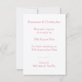 RSVP Hochzeit rosa Herz und Schmetterlinge Karte (Rückseite)