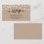 RSVP-Hochzeit, rustikale Kraft-String-Lichter Begleitkarte (Vorne/Hinten)