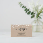 RSVP-Hochzeit, rustikale Kraft-String-Lichter Begleitkarte (Stehend Vorderseite)