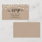 RSVP-Hochzeit, rustikale Kraft-String-Lichter Begleitkarte (Vorne/Hinten)