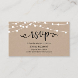 RSVP-Hochzeit, rustikale Kraft-String-Lichter Begleitkarte