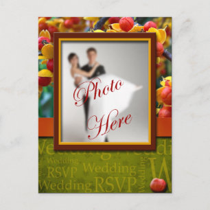 RSVP Hochzeit rustikaler Fall in Liebe maßgeschnei Einladungspostkarte