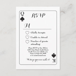 RSVP Hochzeit Spielkarte K Q Ass Pik Einladungen