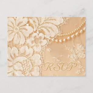 RSVP Hochzeit und Perlen Einladungspostkarte