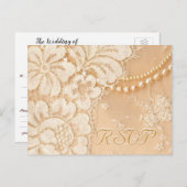 RSVP Hochzeit und Perlen Einladungspostkarte (Vorne/Hinten)
