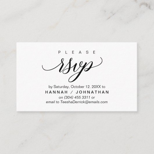 RSVP Hochzeiten per Telefon oder E-Mail Begleitkarte (Vorderseite)