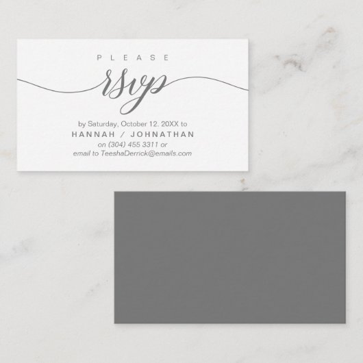 RSVP Hochzeiten per Telefon oder E-Mail Begleitkarte (Vorne/Hinten)