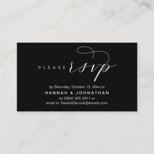 RSVP Hochzeiten per Telefon oder E-Mail Begleitkarte (Vorderseite)