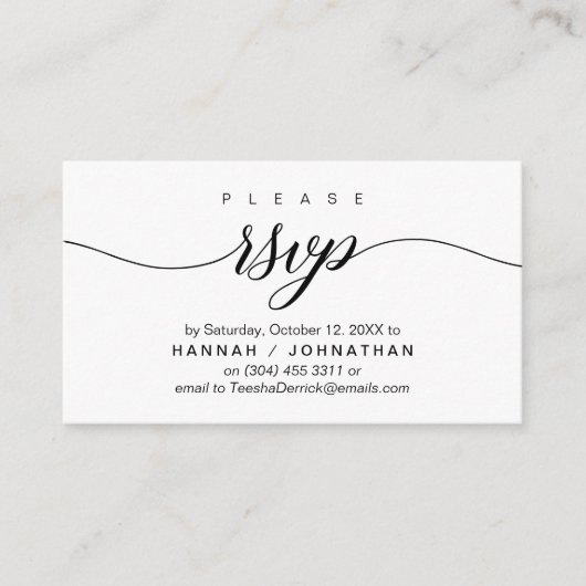 RSVP Hochzeiten per Telefon oder E-Mail Begleitkarte (Vorderseite)