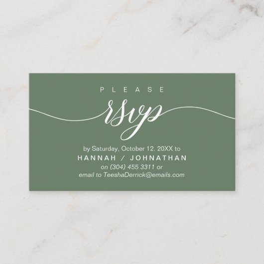 RSVP Hochzeiten per Telefon oder E-Mail Begleitkarte (Vorderseite)