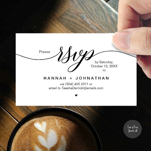 RSVP Hochzeiten per Telefon oder E-Mail Begleitkarte