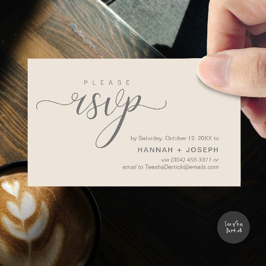 RSVP Hochzeiten per Telefon oder E-Mail Begleitkarte